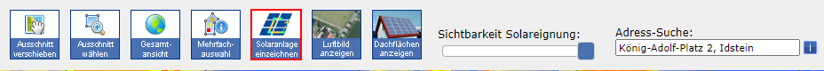 Werkzeugleiste Solaranlage einzeichnen